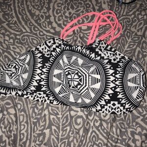 Target pattern halter bathing suit top.